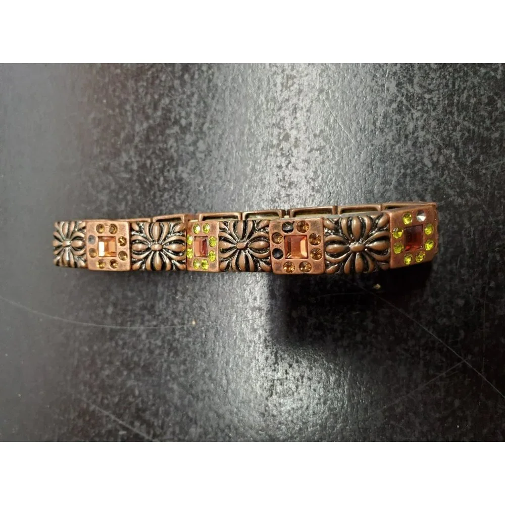 Vintage Bronze‎ Colored Bracelet with stones Jewelry